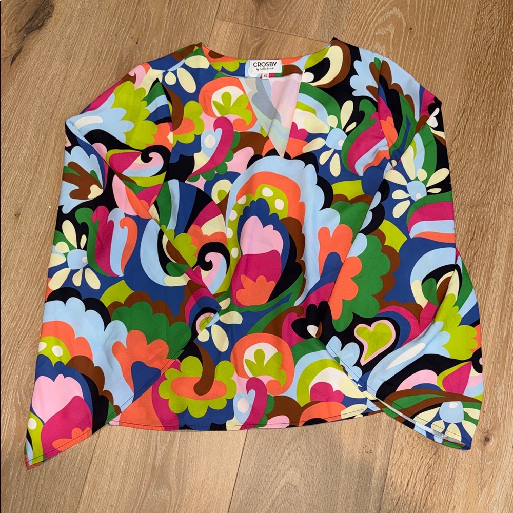 CROSBY by Mollie Burch Colorful Abstract Blouse